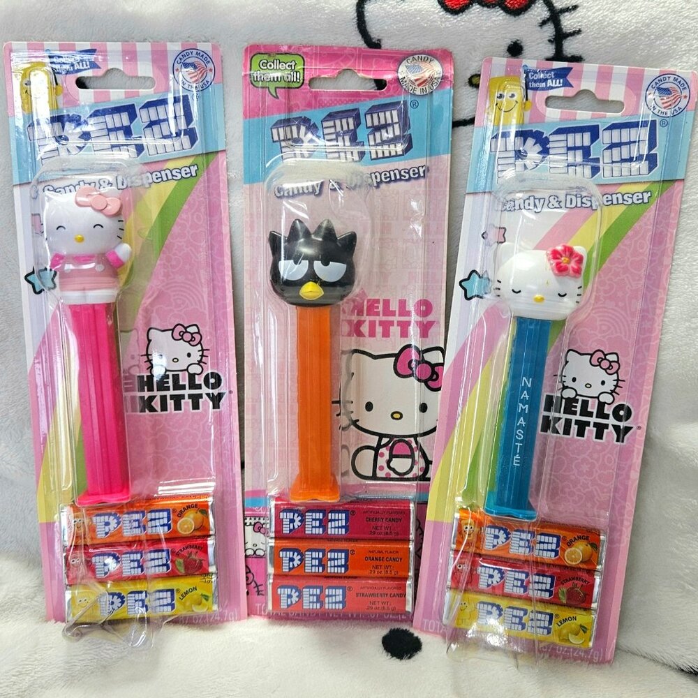 New 3x Sanrio Hello Kitty and Badtz-Maru Pez Dispenser w/Candy